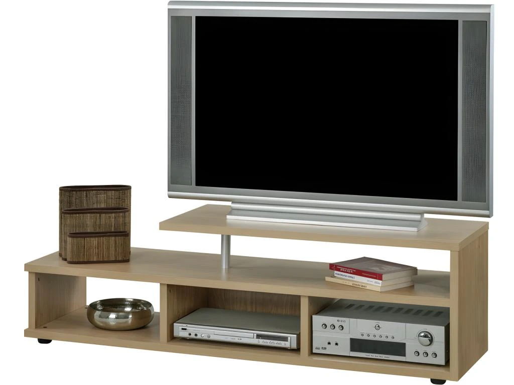 Meuble TV 150 Cm 5 Niches Panneaux Epais - Coloris: Chêne Naturel 4 Meuble TV 150 Cm 5 Niches Panneaux Epais - Coloris: Chêne Naturel – Image 2