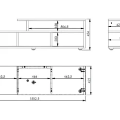 Meuble TV 150 Cm 5 Niches Panneaux Epais - Coloris: Hêtre -Pas Cher Mobiliora Magasin meuble tv 9174999
