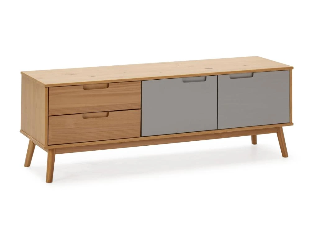 Meuble TV Bruce 2 Tiroirs Et 2 Portes, Bois Massif, 140 Cm (Largeur) 51 Cm (Hauteur) 3 Meuble TV Bruce 2 Tiroirs Et 2 Portes, Bois Massif, 140 Cm (Largeur) 51 Cm (Hauteur)