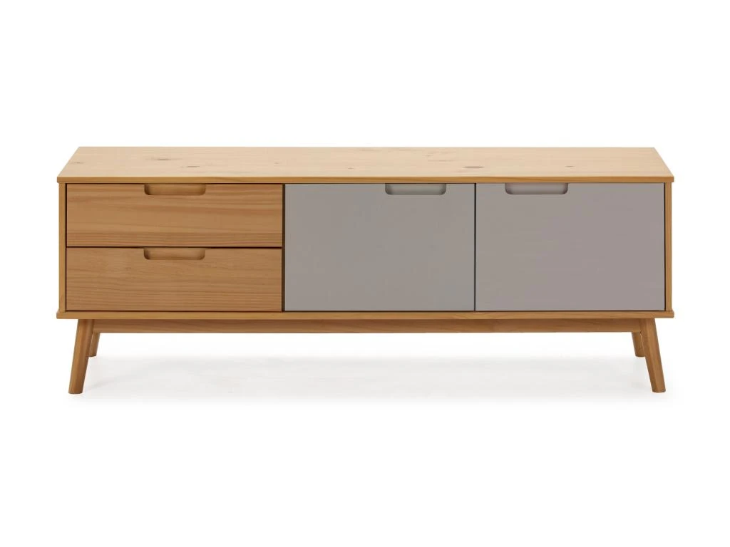 Meuble TV Bruce 2 Tiroirs Et 2 Portes, Bois Massif, 140 Cm (Largeur) 51 Cm (Hauteur) 4 Meuble TV Bruce 2 Tiroirs Et 2 Portes, Bois Massif, 140 Cm (Largeur) 51 Cm (Hauteur) – Image 2