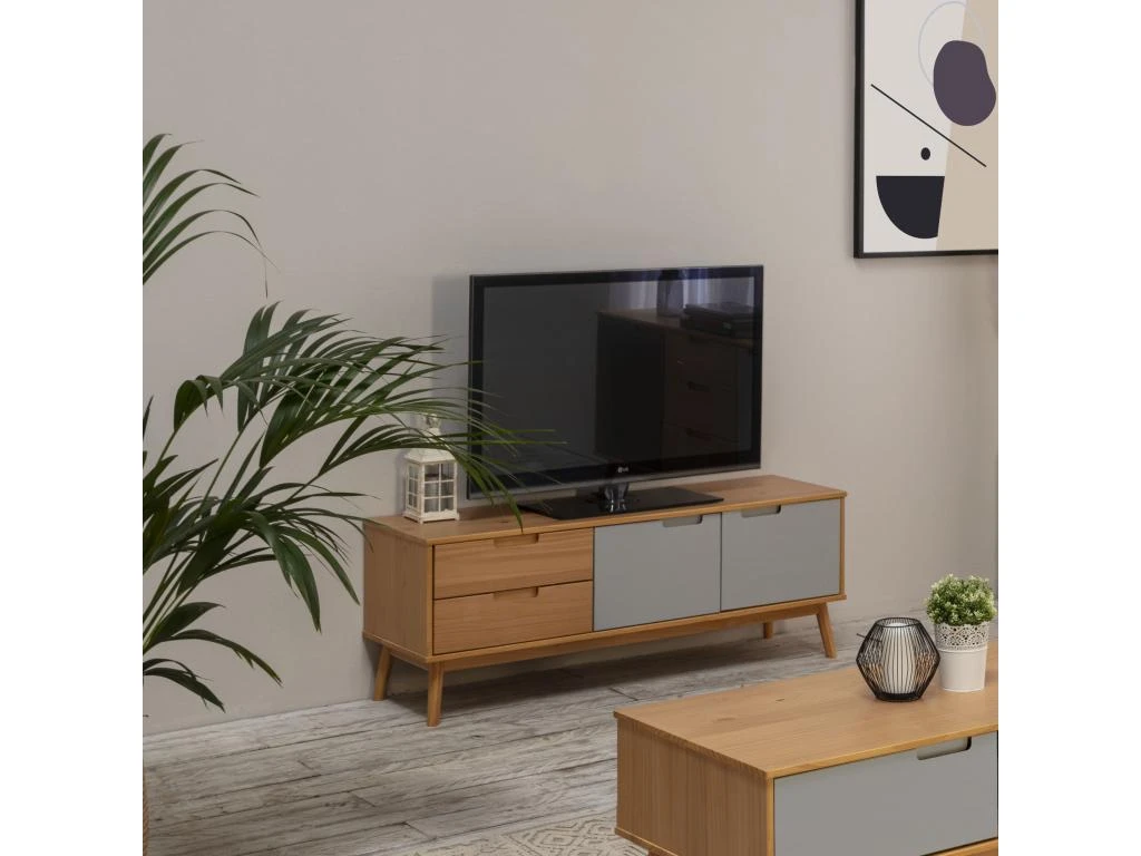 Meuble TV Bruce 2 Tiroirs Et 2 Portes, Bois Massif, 140 Cm (Largeur) 51 Cm (Hauteur) 7 Meuble TV Bruce 2 Tiroirs Et 2 Portes, Bois Massif, 140 Cm (Largeur) 51 Cm (Hauteur) – Image 5