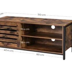 Meuble TV 1 Porte 2 Niches Industriel - Naturel Fonce -Pas Cher Mobiliora Magasin meuble tv 9238597