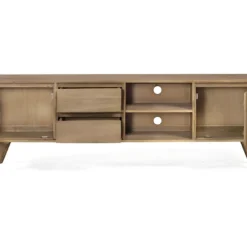 Meuble TV 180 Cm Bois 2 Tiroirs 2 Portes 2 Niches Classic - Naturel -Pas Cher Mobiliora Magasin meuble tv 9238773