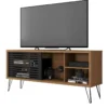 Meuble TV 55 Pouces Chêne Foncé Et Noir