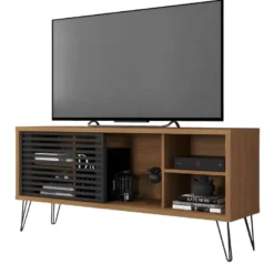 Meuble TV 55 Pouces Chêne Foncé Et Noir