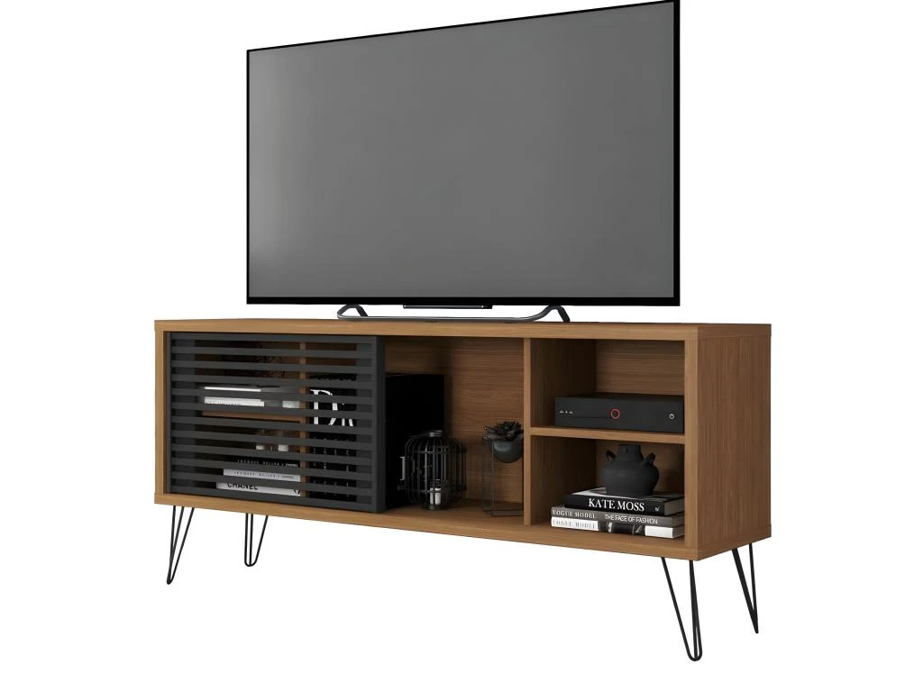 Meuble TV 55 Pouces Chêne Foncé Et Noir 3 Meuble TV 55 Pouces Chêne Foncé Et Noir