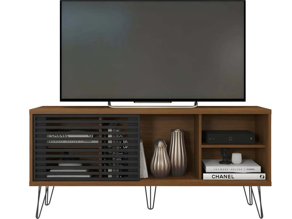 Meuble TV 55 Pouces Chêne Foncé Et Noir 4 Meuble TV 55 Pouces Chêne Foncé Et Noir – Image 2