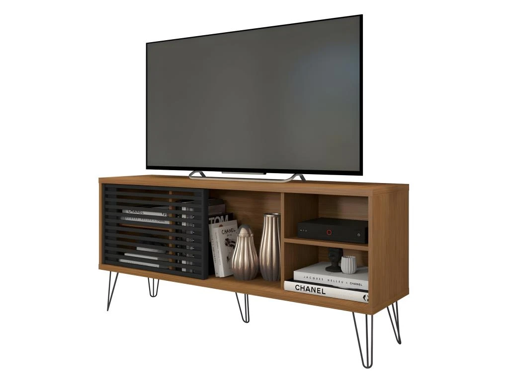 Meuble TV 55 Pouces Chêne Foncé Et Noir 5 Meuble TV 55 Pouces Chêne Foncé Et Noir – Image 3