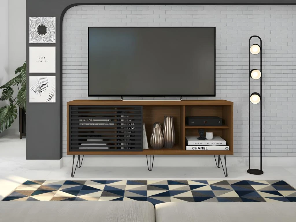 Meuble TV 55 Pouces Chêne Foncé Et Noir 7 Meuble TV 55 Pouces Chêne Foncé Et Noir – Image 5