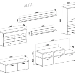 Ensemble De Meubles De Salon,TV, Ilumin.LED, Blanc Mate/Noir Laque, 250x194x42cm 11 Ensemble De Meubles De Salon,TV, Ilumin.LED, Blanc Mate/Noir Laque, 250x194x42cm -Pas Cher Mobiliora Magasin meuble tv 9493175