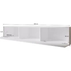 FURNIX Meuble Tv Debout / Suspendu Zibo 160 Cm Blanc Mat / Gris Brillant Style Moderne Avec Compartiments Fermés 7 FURNIX Meuble Tv Debout / Suspendu Zibo 160 Cm Blanc Mat / Gris Brillant Style Moderne Avec Compartiments Fermés -Pas Cher Mobiliora Magasin meuble tv 9493191