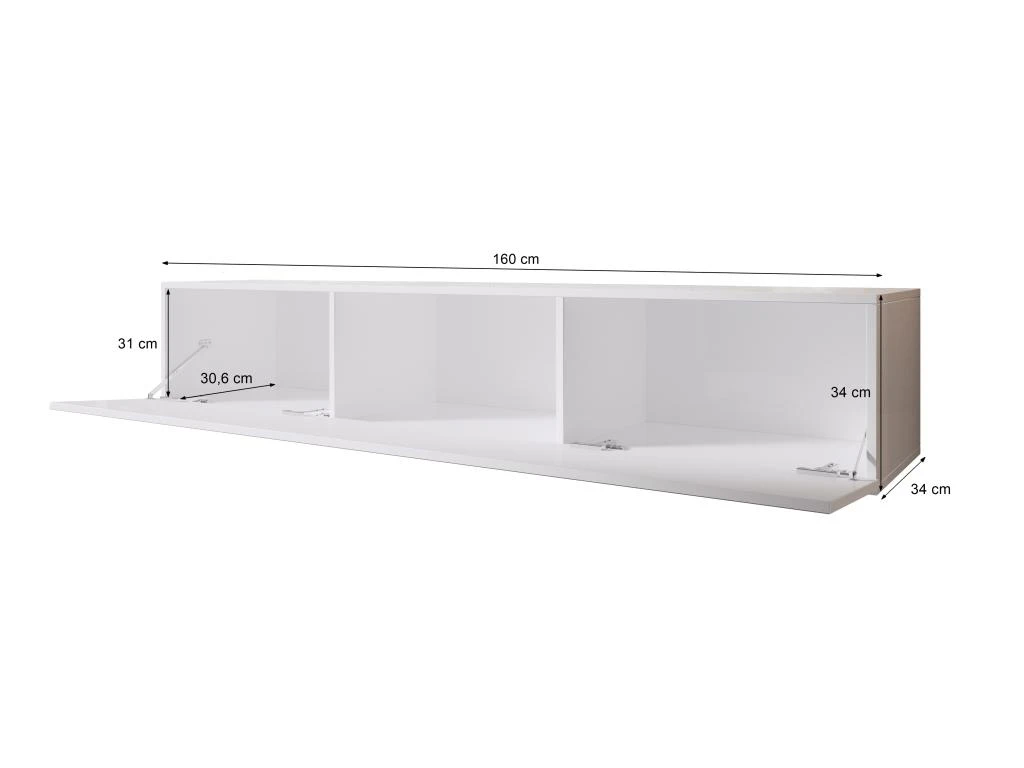 FURNIX Meuble Tv Debout / Suspendu Zibo 160 Cm Blanc Mat / Gris Brillant Style Moderne Avec Compartiments Fermés 5 FURNIX Meuble Tv Debout / Suspendu Zibo 160 Cm Blanc Mat / Gris Brillant Style Moderne Avec Compartiments Fermés – Image 3
