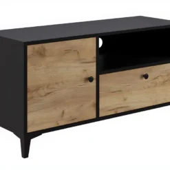 Meuble TV En Mélaminé Coloris Noir / Gris - Longueur 110 X Profondeur 40 X Hauteur 55 Cm 11 Meuble TV En Mélaminé Coloris Noir / Gris - Longueur 110 X Profondeur 40 X Hauteur 55 Cm -Pas Cher Mobiliora Magasin meuble tv 9493709