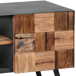 FULBERT - Meuble TV 2 Portes Acier Et Bois Massif -Pas Cher Mobiliora Magasin meuble tv 9495041