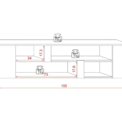 Meuble TV Mural 155 Cm Cleon Blanc -Pas Cher Mobiliora Magasin meuble tv 9495101