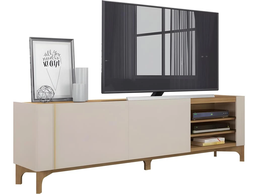 Meuble TV 203 Cm TV 72 Pouces Blanc Chêne 4 Meuble TV 203 Cm TV 72 Pouces Blanc Chêne – Image 2