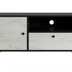 Meuble TV En Mélaminé Coloris Noir / Blanc - Longueur 110 X Profondeur 40 X Hauteur 55 Cm -Pas Cher Mobiliora Magasin meuble tv 9495531