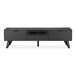 Meuble TV Gris Anthracite Céramique Et Pied Métal 3 Tiroirs - ONYX -Pas Cher Mobiliora Magasin meuble tv 9496413
