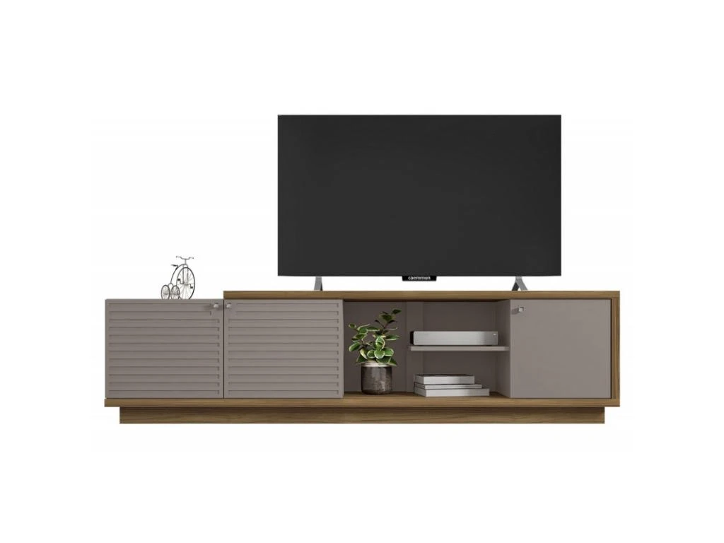 Meuble TV 75 Pouces 3 Portes Chêne Et Taupe 3 Meuble TV 75 Pouces 3 Portes Chêne Et Taupe