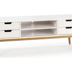 Meuble Tv Baku 1 Porte Et 2 Tiroir Couleur Blanc, 140 Cm