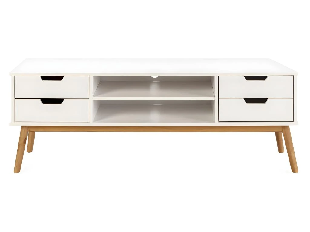 Meuble Tv Baku 1 Porte Et 2 Tiroir Couleur Blanc, 140 Cm 5 Meuble Tv Baku 1 Porte Et 2 Tiroir Couleur Blanc, 140 Cm – Image 3