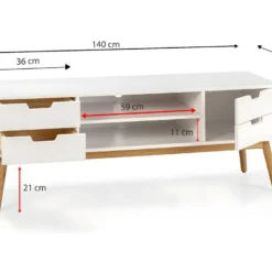 Meuble Tv Baku 1 Porte Et 2 Tiroir Couleur Blanc, 140 Cm 10 Meuble Tv Baku 1 Porte Et 2 Tiroir Couleur Blanc, 140 Cm -Pas Cher Mobiliora Magasin meuble tv 9499001