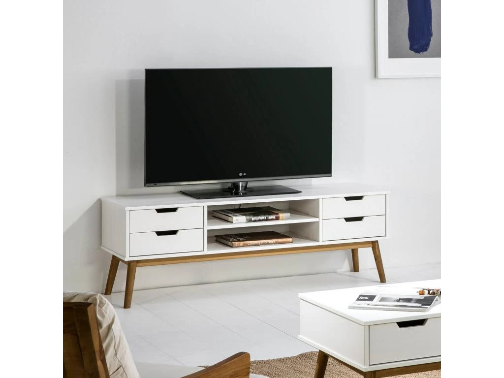 Meuble Tv Baku 1 Porte Et 2 Tiroir Couleur Blanc, 140 Cm 7 Meuble Tv Baku 1 Porte Et 2 Tiroir Couleur Blanc, 140 Cm – Image 5