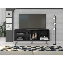 Meuble TV 55 Pouces Noir Pieds Métal