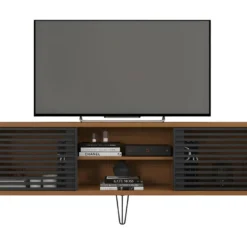 Meuble TV 72 Pouces Chêne Foncé Et Noir -Pas Cher Mobiliora Magasin meuble tv 9499377