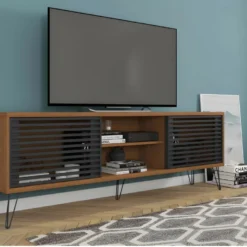 Meuble TV 72 Pouces Chêne Foncé Et Noir -Pas Cher Mobiliora Magasin meuble tv 9499379