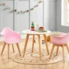 Table Enfant En MDF Et Hêtre - Blanc Et Naturel - LOULOUNE