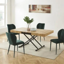 Table Extensible Et Relevable 2 En 1 - MDF Et Acier - Naturel Et Noir - MORIALA 16 Table Extensible Et Relevable 2 En 1 - MDF Et Acier - Naturel Et Noir - MORIALA -Pas Cher Mobiliora Magasin table a manger 13920073