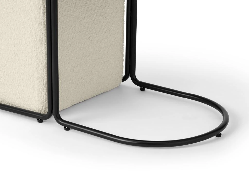 Table Basse + 2 Poufs En Tissu Bouclette - Naturel Et Blanc - ADAR 8 Table Basse + 2 Poufs En Tissu Bouclette - Naturel Et Blanc - ADAR â Image 6