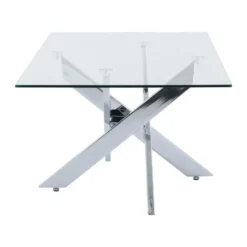 Table Basse En Verre Trempé Et Métal Chromé - Transparent - COSIMA -Pas Cher Mobiliora Magasin table a manger 18364949