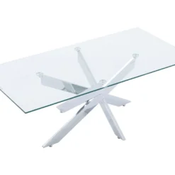 Table Basse En Verre Trempé Et Métal Chromé - Transparent - COSIMA -Pas Cher Mobiliora Magasin table a manger 18364953