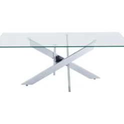 Table Basse En Verre Trempé Et Métal Chromé - Transparent - COSIMA -Pas Cher Mobiliora Magasin table a manger 18364957