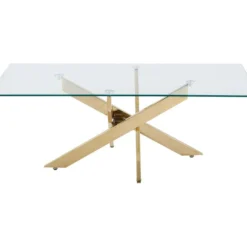 Table Basse En Verre Trempé Et Métal Doré - Transparent - COSIMA -Pas Cher Mobiliora Magasin table a manger 18364969