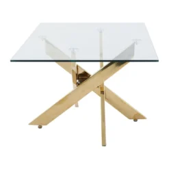 Table Basse En Verre Trempé Et Métal Doré - Transparent - COSIMA -Pas Cher Mobiliora Magasin table a manger 18364977