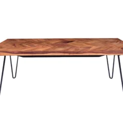 Table Basse En Bois De Sheesham Et Métal - Naturel Et Noir - CARANA -Pas Cher Mobiliora Magasin table a manger 7337007