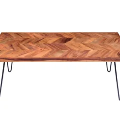 Table Basse En Bois De Sheesham Et Métal - Naturel Et Noir - CARANA -Pas Cher Mobiliora Magasin table a manger 7337009