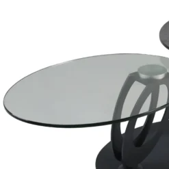 VITAK - Table Basse Ovale Plateaux Verre Et Céramique Gris 7 VITAK - Table Basse Ovale Plateaux Verre Et Céramique Gris -Pas Cher Mobiliora Magasin table basse 10009157