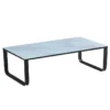 MIRANA - Table Basse Blanche En Verre Trempé Effet Marbré -Pas Cher Mobiliora Magasin table basse 10009227
