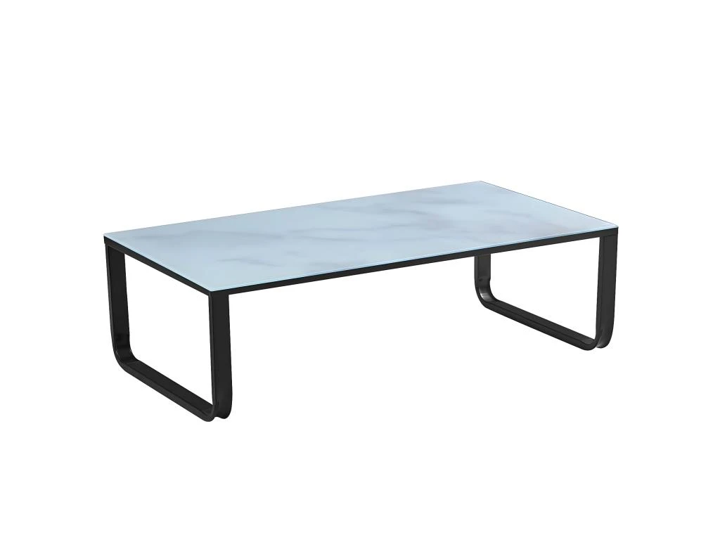 MIRANA - Table Basse Blanche En Verre Trempé Effet Marbré 3 MIRANA - Table Basse Blanche En Verre Trempé Effet Marbré