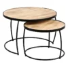 GIZEM - Lot De 2 Tables Basses Gigognes Métal Et Bois 2 GIZEM - Lot De 2 Tables Basses Gigognes Métal Et Bois -Pas Cher Mobiliora Magasin table basse 10009397