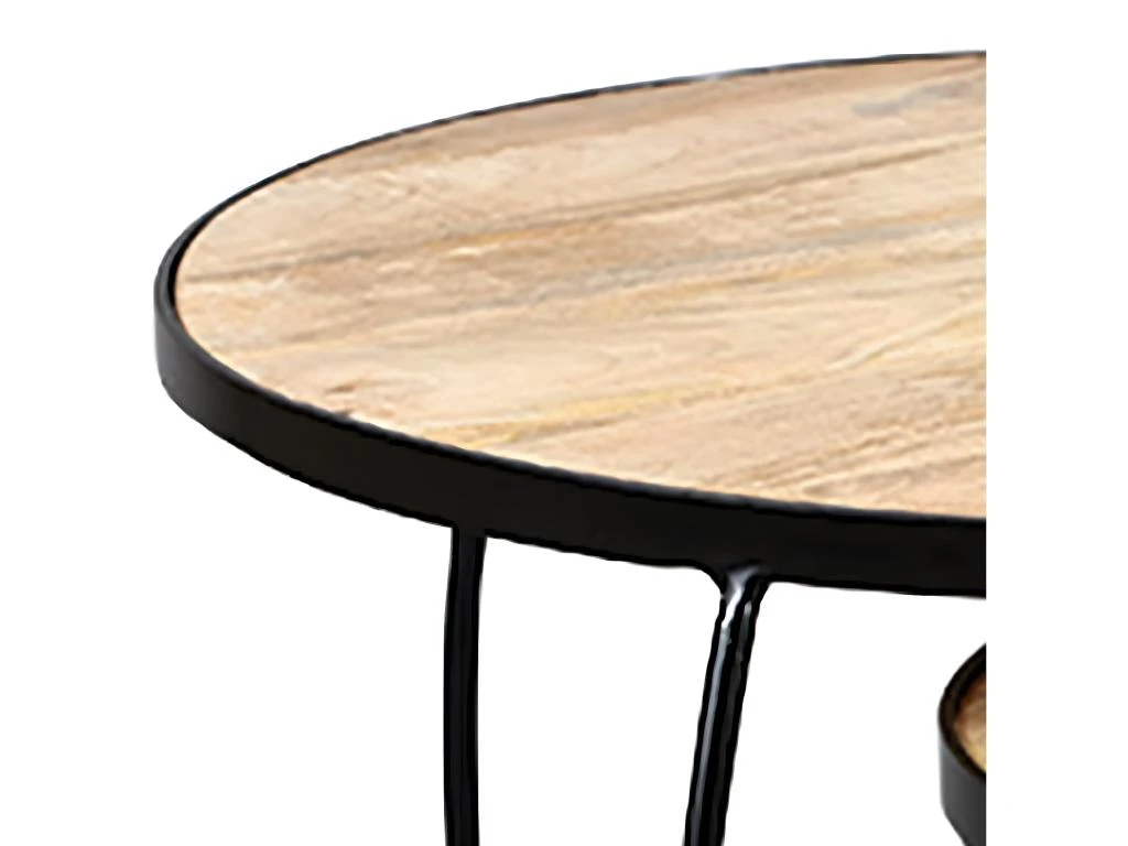 GIZEM - Lot De 2 Tables Basses Gigognes Métal Et Bois 4 GIZEM - Lot De 2 Tables Basses Gigognes Métal Et Bois – Image 2