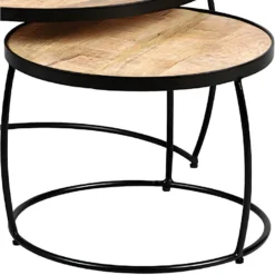 GIZEM - Lot De 2 Tables Basses Gigognes Métal Et Bois 7 GIZEM - Lot De 2 Tables Basses Gigognes Métal Et Bois -Pas Cher Mobiliora Magasin table basse 10009401