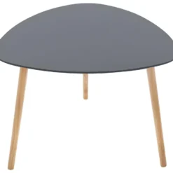 Table à Café Gris Foncé En MDF Et Chêne - Dim : L. 60 X L. 60 X H. 45 Cm