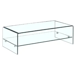 Table Basse Rectangulaire En Verre Trempé Avec étagÚre Vitrée - ICE