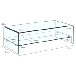 Table Basse Rectangulaire En Verre Trempé Avec étagère Vitrée - ICE -Pas Cher Mobiliora Magasin table basse 10017413