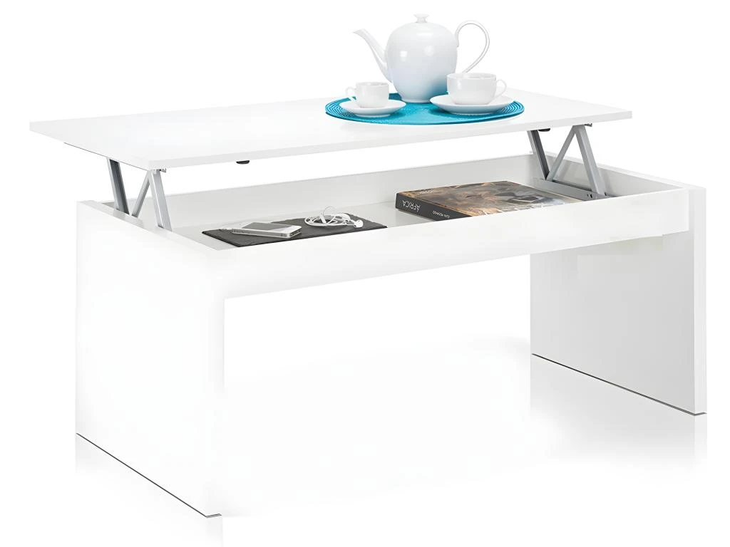 Table Basse Blanc Brillant Avec Plateau Relevable 3 Table Basse Blanc Brillant Avec Plateau Relevable